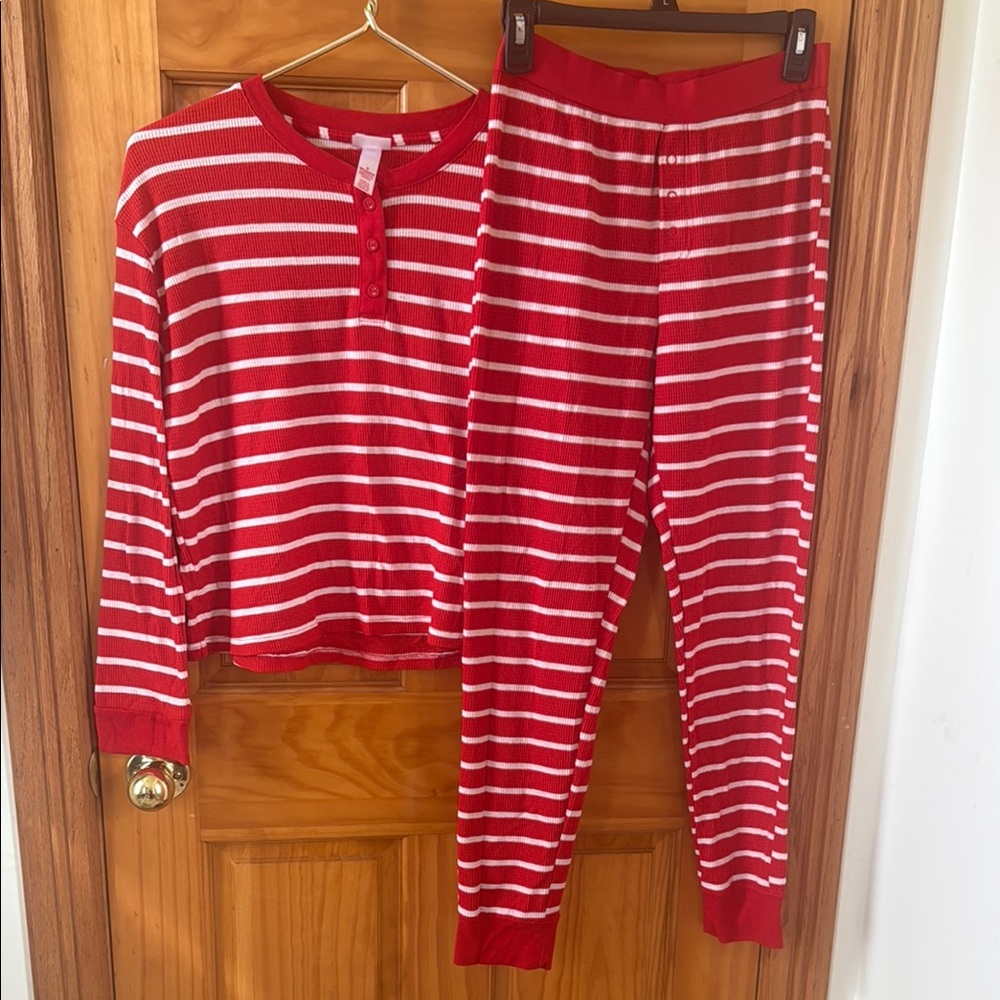 Wondershop Cozy Red and White Striped Pajama Set